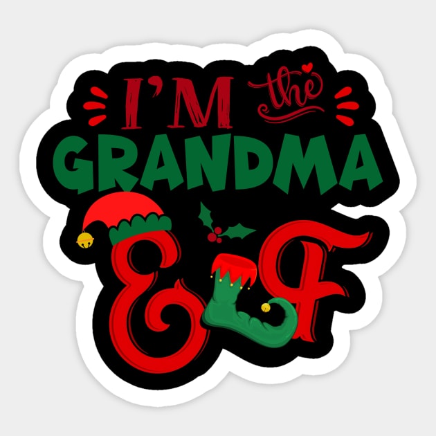 Awesome i’m the grandma elf christmas family matching Sticker by Magazine